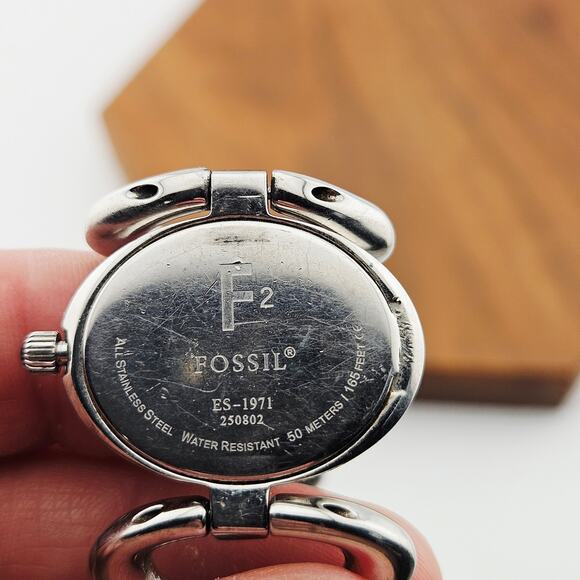 Fossil Women's Silver Tone Bubble Link Watch Retro Mod Art Deco Bold Statement - Picture 6 of 7